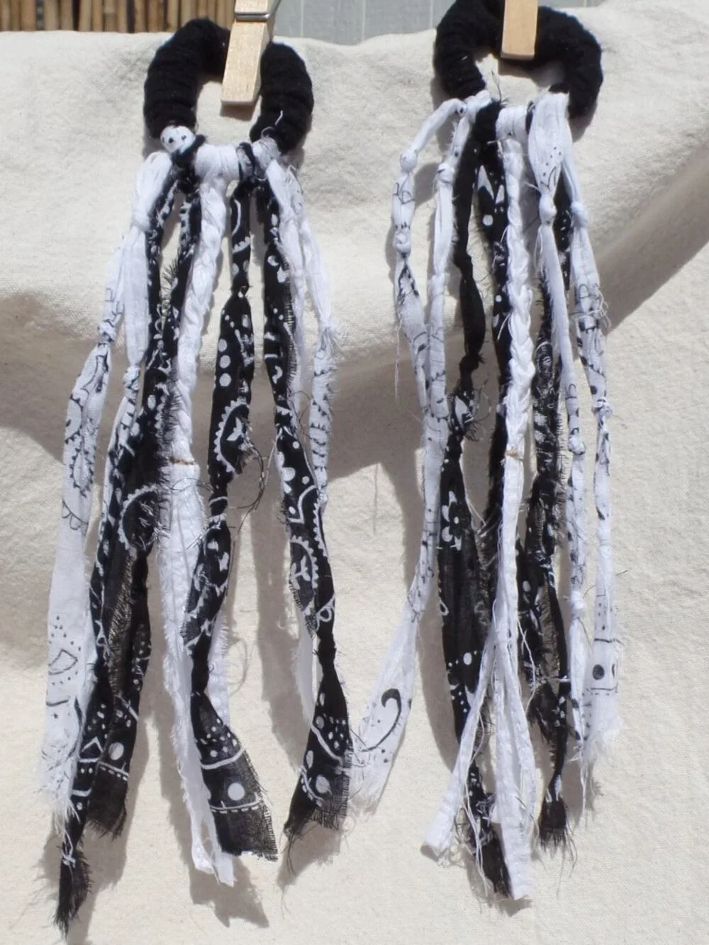 Hand Crafted Hair Tie Swag (1) BLACK & WHITE